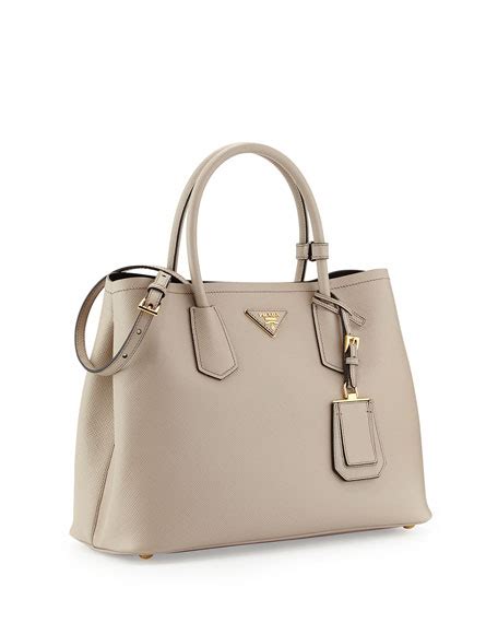 prada saffiano cuir small double bag light gray pomice|Prada Saffiano Small Double.